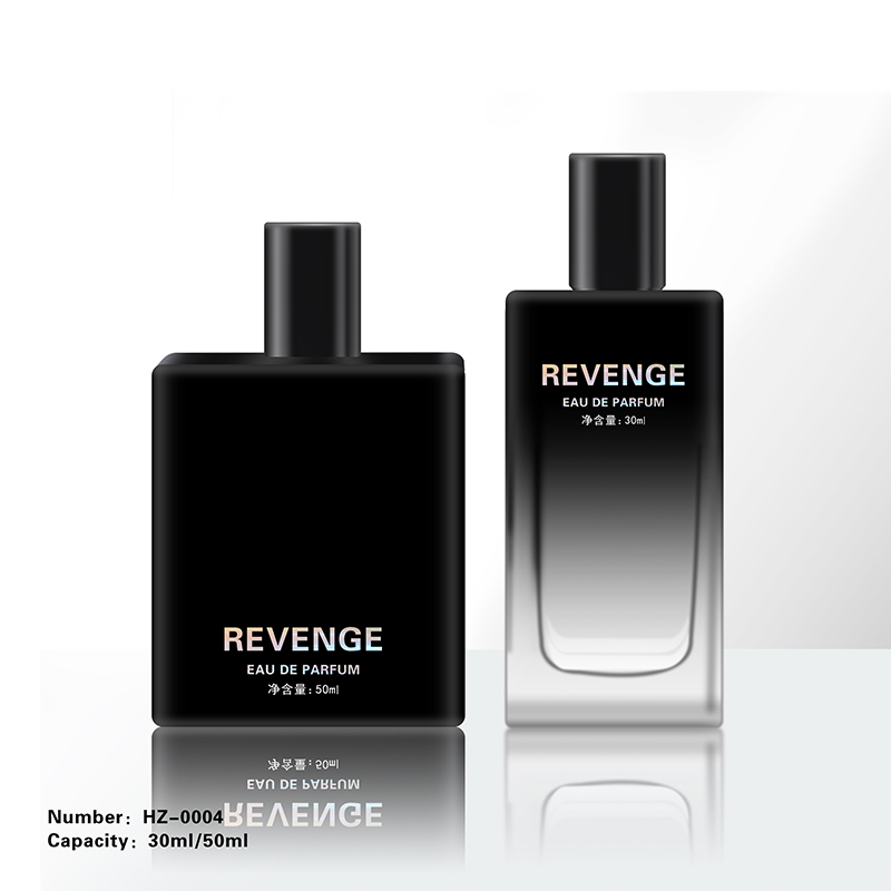 HZ-0004 black square Perfume bottle with anodized aluminium cap